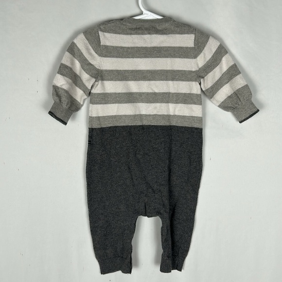 The Bonnie Mob Grey White Stripe Rabbit Cashmere Blend Jumpsuit -Size 6-12m - Picture 4 of 6